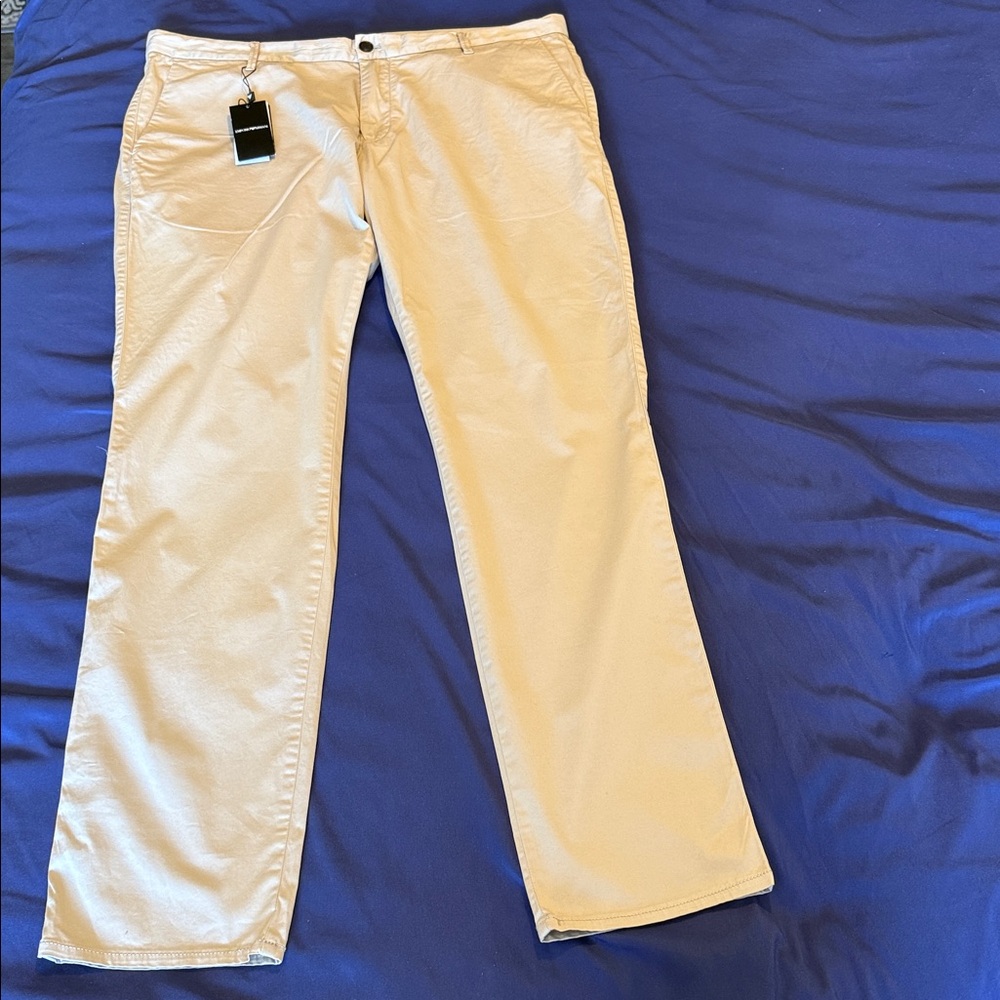 Emporio Armani Cream Straight-Leg Pants